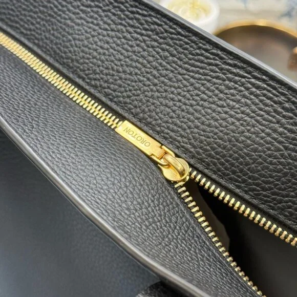 🆕 OROTON 🧿 NWOT Margot Medium Zip Tote Bag, Black Leather - Picture 9 of 16